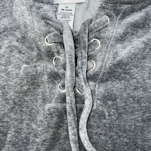 Catherine’s Gray Velvet Front Tie Blouse Size 1X - Picture 2 of 3